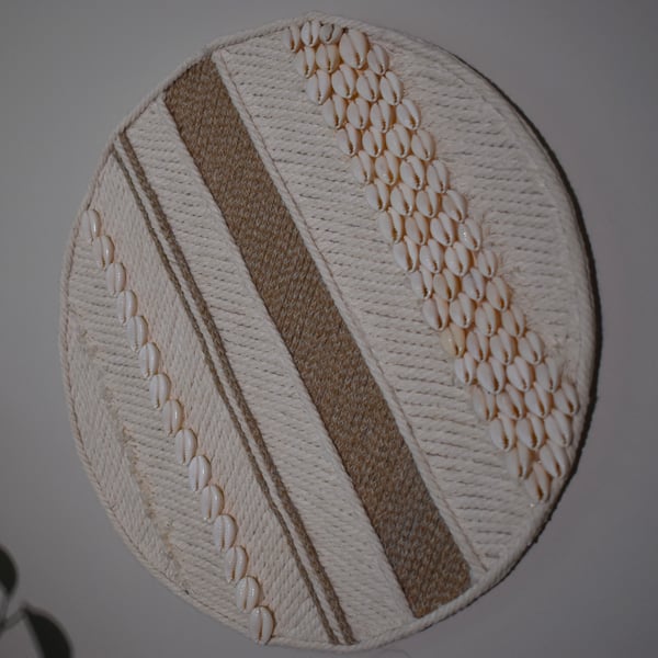 Off White & Mixed Jute Striped Wall Hanging (Medium)