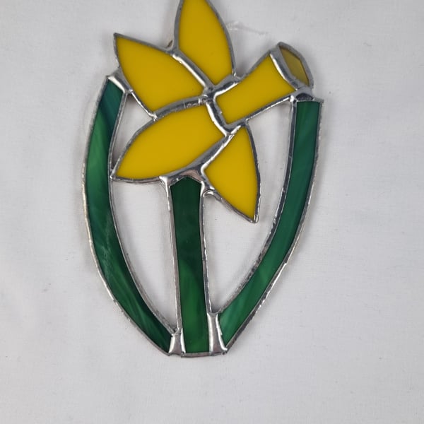 608 Stained Glass Daffodil - handmade hanging decoration.