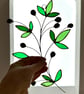 Stained Glass Olive Branch Suncatcher no.2 - Handmade Window Decoration  - Image 9