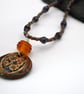 Kyanite gemstone and ceramic pendant necklace