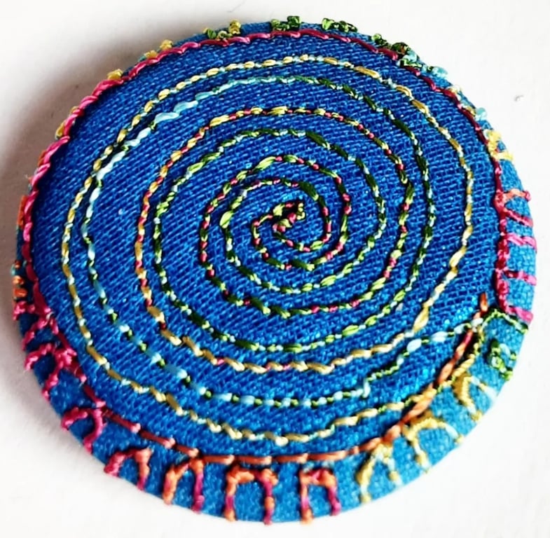 Buttons 1 inch button Hand Dyed Silks and Cottons Free Machine Embroidery Button