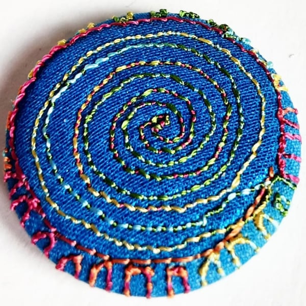 Buttons 1 inch button Hand Dyed Silks and Cottons Free Machine Embroidery Button