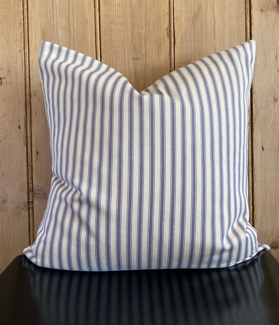 Cream and Grey Ticking Striped Cushion Cover 18” x 18”