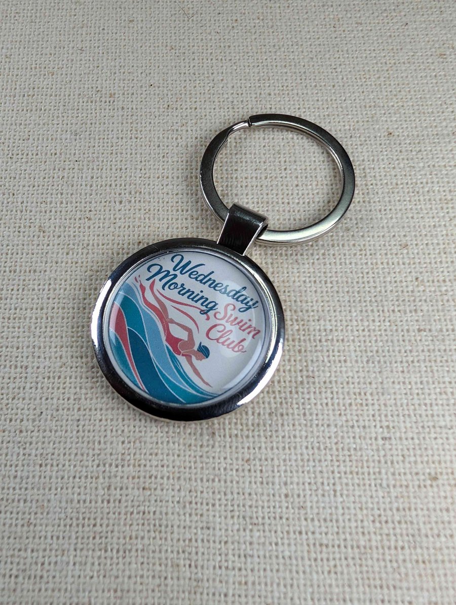 Wednesday Morning Swim Club - Swimmer Keyring - Large Resin Topped Keyring