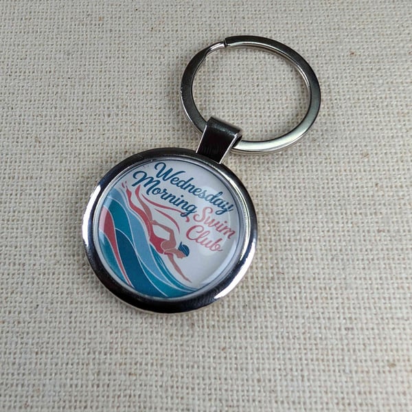 Wednesday Morning Swim Club - Swimmer Keyring - Large Resin Topped Keyring