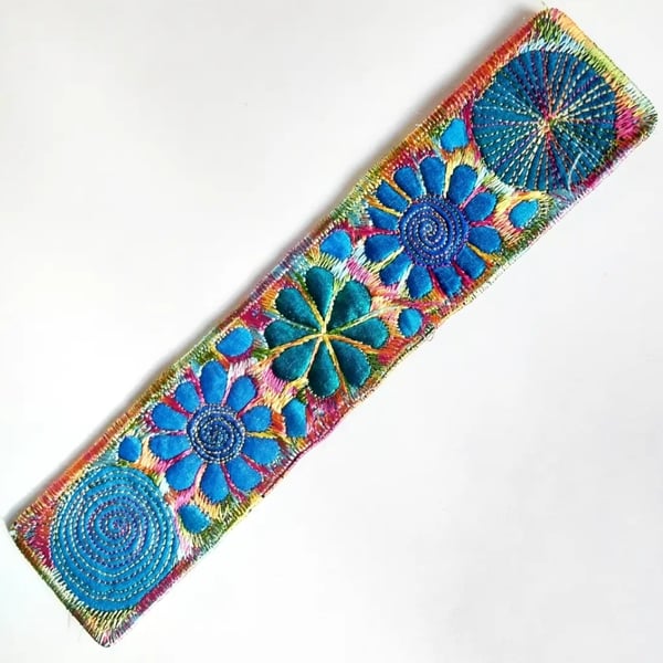 Handmade Embroidered Fabric Bookmark Textile Art Book Lover Gift 