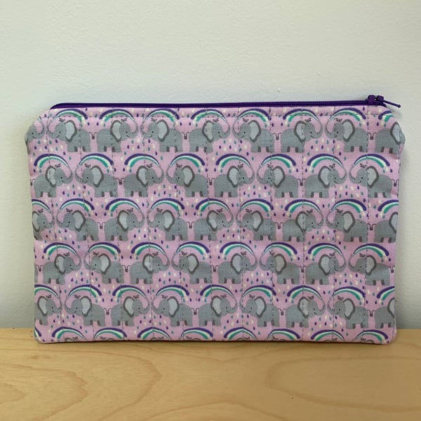 Baby Elephant Print Quilted Fabric Organiser Pouch