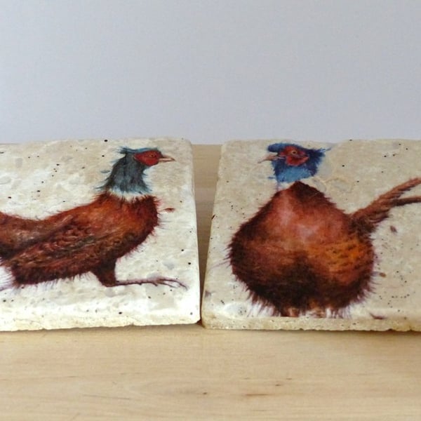 Marble 'Pheasant' Coasters