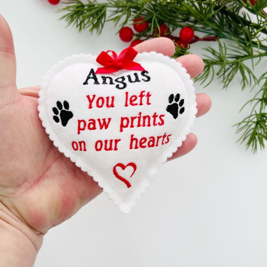 Pet Memorial Filled Hanging Heart Decoration Personalised Gift