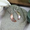 Earrings, Sterling Silver and Copper Moon & Star Dropper Earrings