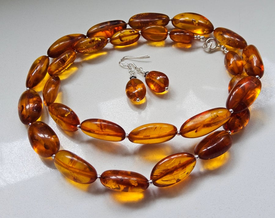 Re string customer's Baltic Amber Necklace and make earrings