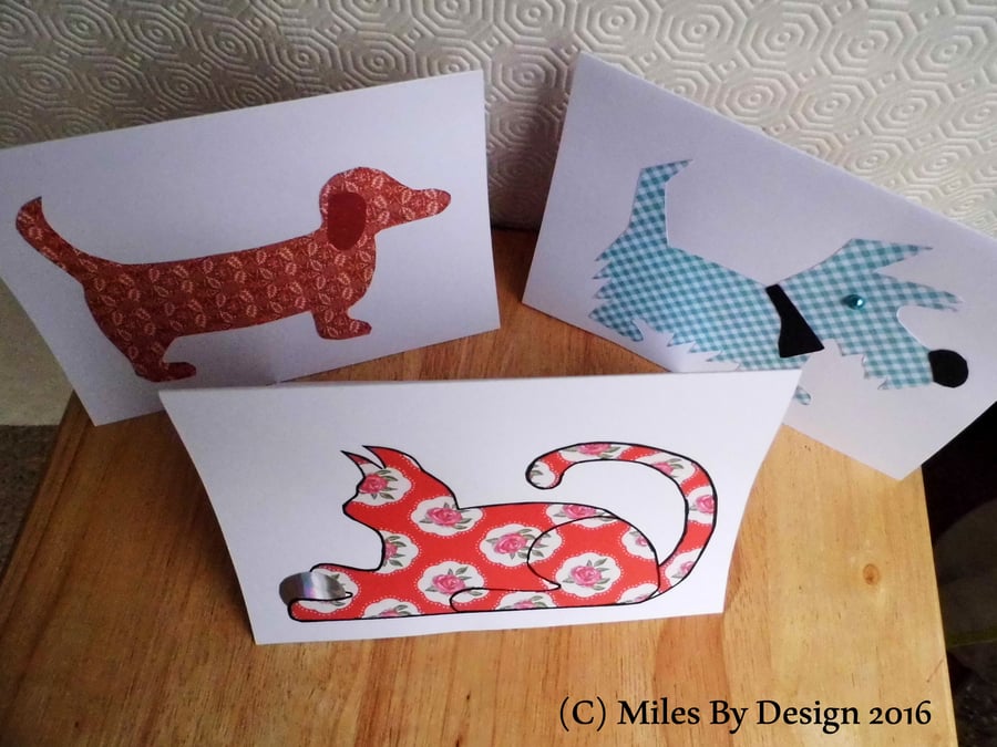 Pretty Set of 3 Animal Cards