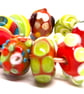 Handmade Lampwork Glass Beads – Orange Owl, Lime Green & Rainbow Dot Set of 9 - Image 3
