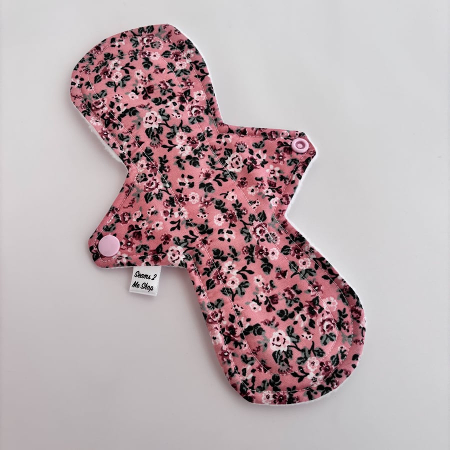 Standard Cloth Sanitary Pad  - Pink Floral -10" Moderate