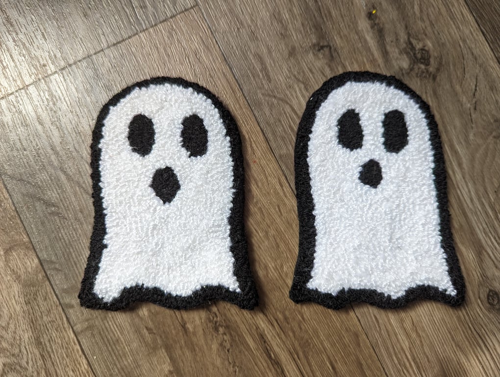 Set of 2 Ghost Mug Rugs or Decorations 