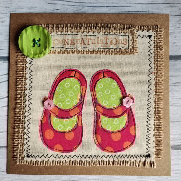 New Baby fabric, applique, free motion machine embroidery cards 