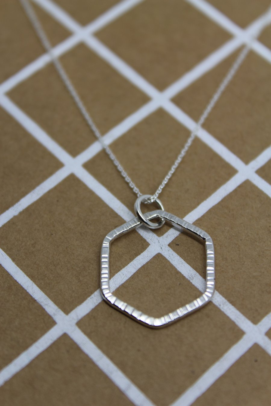Sterling silver hexagon necklace
