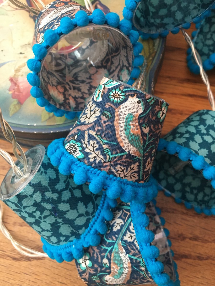 Lampshade Fairy Lights - Liberty - Strawberry Thief and Glenjade