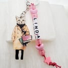 Personalised name cat kitten clip on ring 