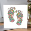 Floral baby feet card 