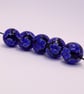 Handmade blue floral patterned lamp work glass beads - Image 5