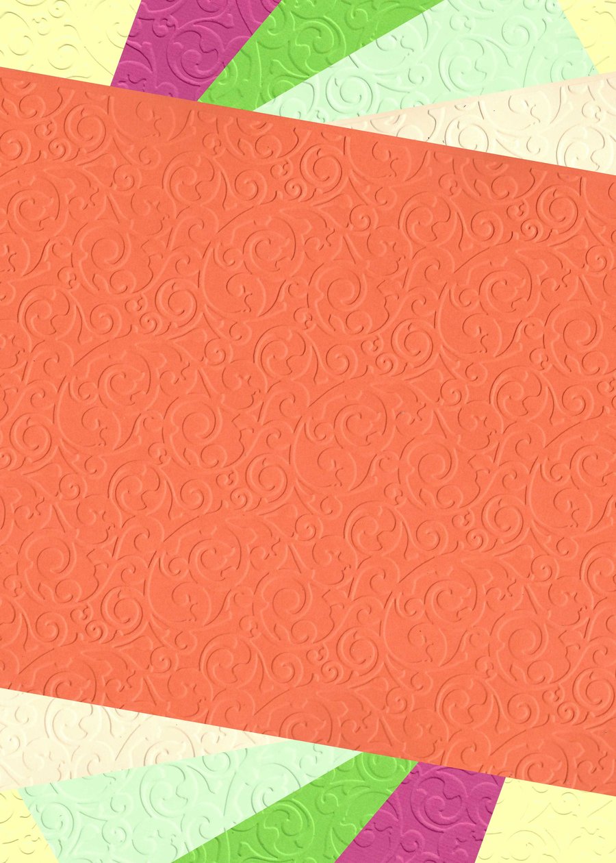Embossed Card & Paper. 10 Sheets. A4. Assorted Colours. Flourishes (9)