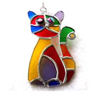 Cat Suncatcher Purple Tum Stained Glass Rainbow Picasso Patchwork 023