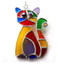 Cat Suncatcher Purple Tum Stained Glass Rainbow Picasso Patchwork 023