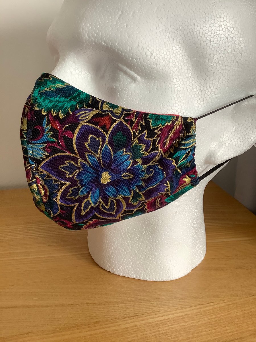 Batik Cotton Print Face mask,Reusable fask mask ,Washable face covering,Free P&P