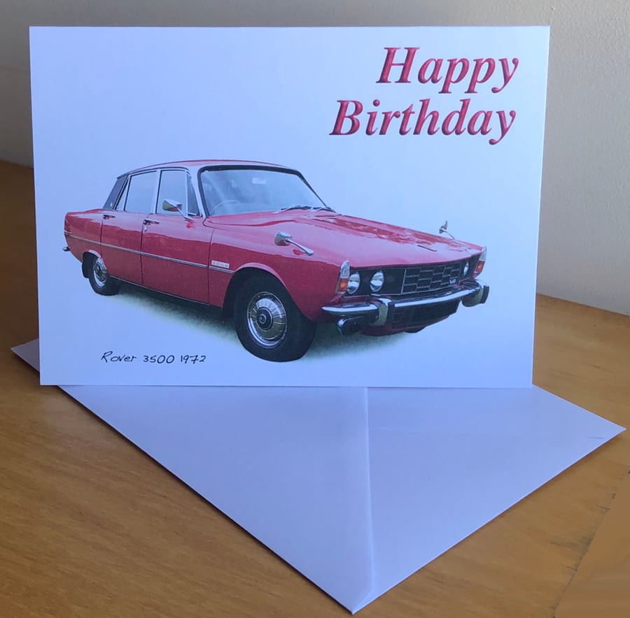 Rover 3500 P6 1972 (Red) - Birthday, Anniversary, Retirement or Plain Card