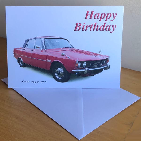 Rover 3500 P6 1972 (Red) - Birthday, Anniversary, Retirement or Plain Card