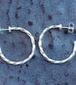 Sterling silver stud hoop earrings made from twisted square wire. - Image 6