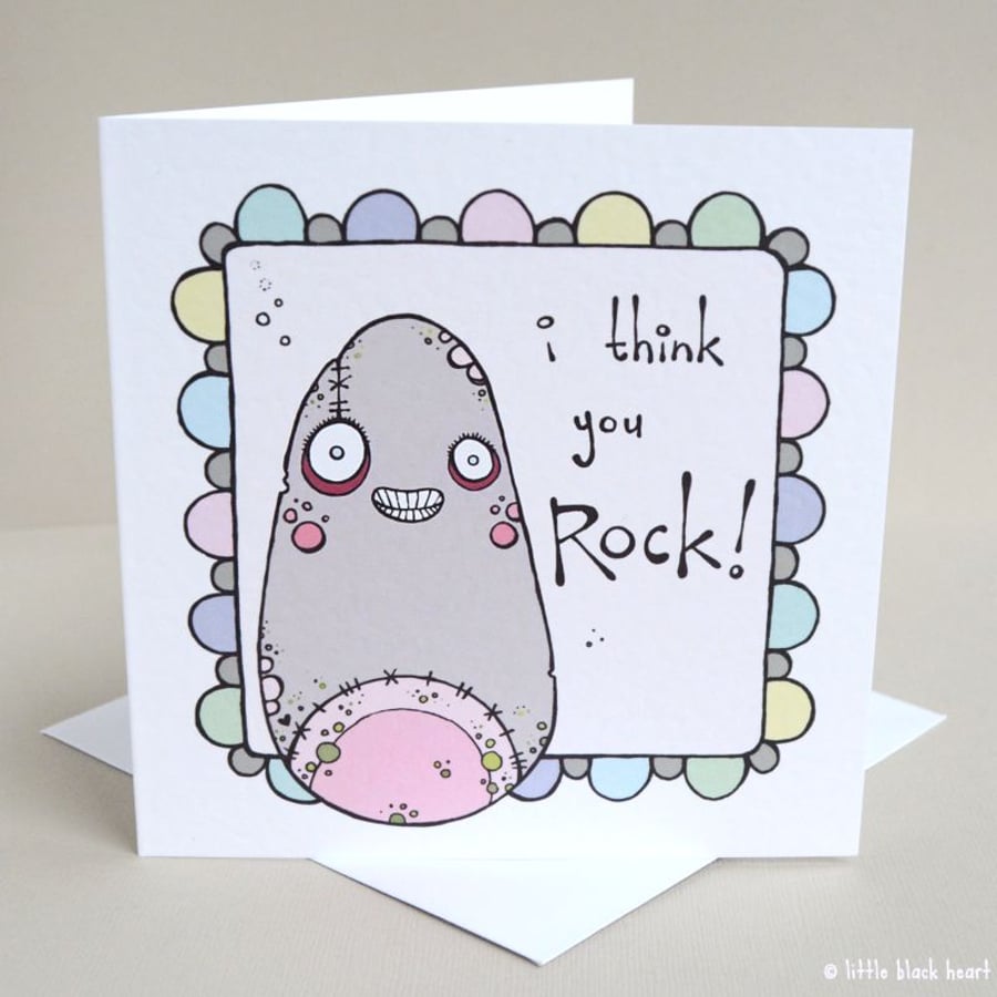 you rock! - greetings card (pink)