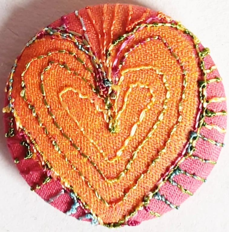 Buttons 1 inch button Hand Dyed Silks and Cottons Free Machine Embroidery Button