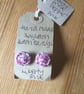 Dorset Button Earrings, Singletons with Liberty ‘Pepper’, Pink - Image 1