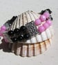 Pink Morganite & Black Onyx Gemstone Beaded Tibetan Silver Bracelet