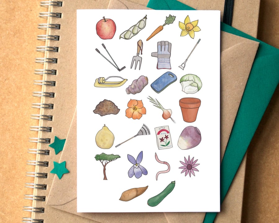 Gardening Alphabet Greetings Card