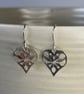 Sterling silver decorative cut out pattern heart drop earrings