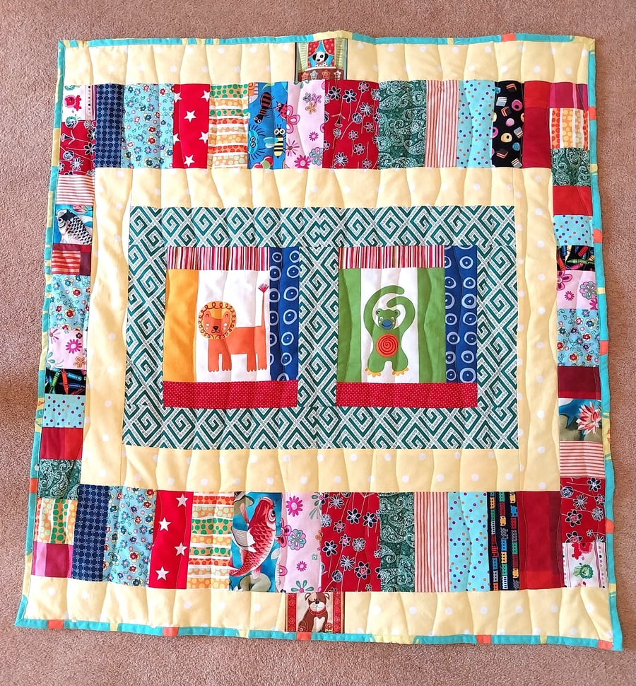 Monkey-Lion playmat, quilt