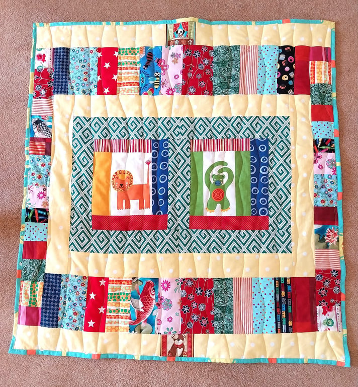 Monkey-Lion playmat, quilt