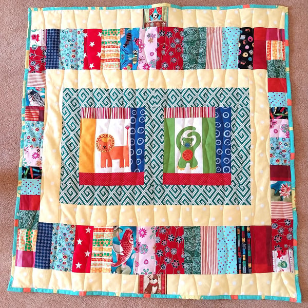 Monkey-Lion playmat, quilt