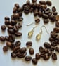 Solid Sterling Silver 925 Bestpoke Coffeebeen Dangle Earrings Artisan Silver 