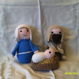 Mary, Joseph & Baby Jesus Crochet Nativity