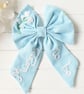 Mummy To Be Baby Breath Flowers Hand Embroidered Blue or Pink Bow