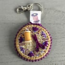Hand Embroidered Stitching Bag Charm or Keyring