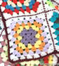 White Mixed Acrylic Stargazer Granny Squares Lap Blanket - Image 3