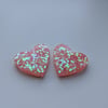 Peachy pink iridescent glitter large hearts