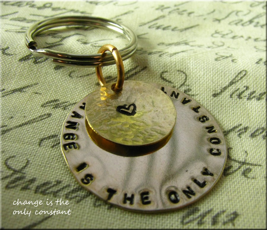 Stamped brass keyring 