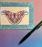 Framed Atlas Moth illustrated postcard (mini print) - Image 1