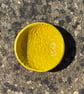 Stoneware yellow trinket dish with embossed botanical design - Image 3